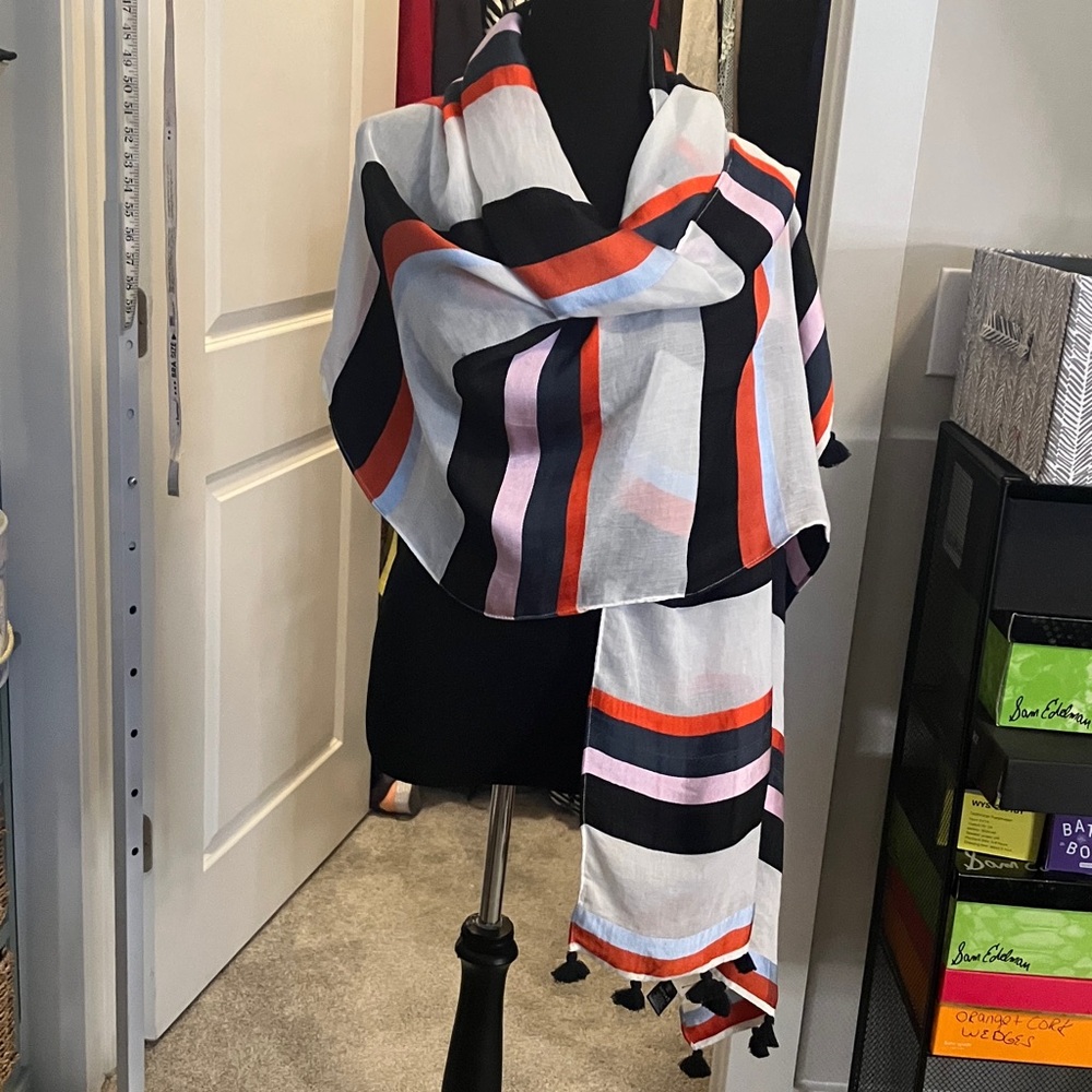 Striped Scarf with Tassels 29 X 77